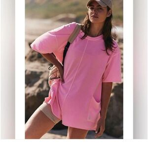 Free people hot shot tee romper. Pink. Size small. Worn once.